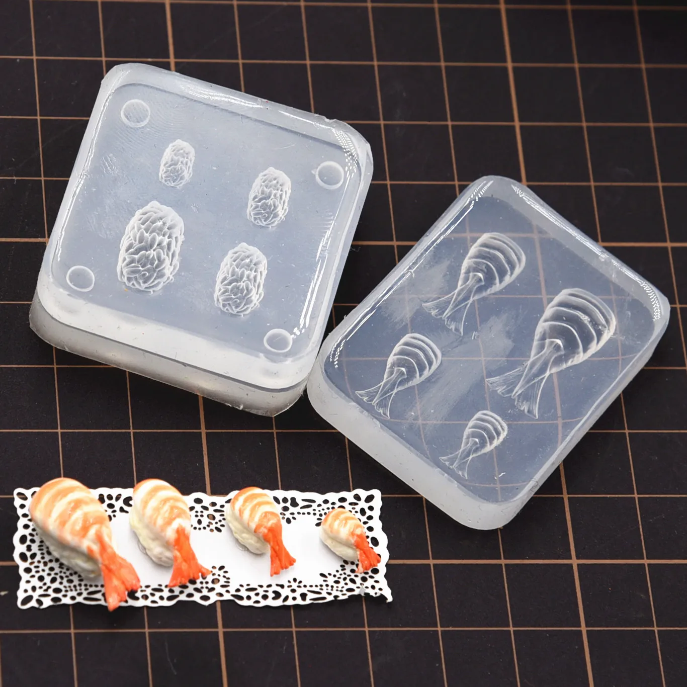 

Mini Salmon Slice Rice Roll Sushi Silicone Mold Pottery Clay Doll House Food toy DIY molds