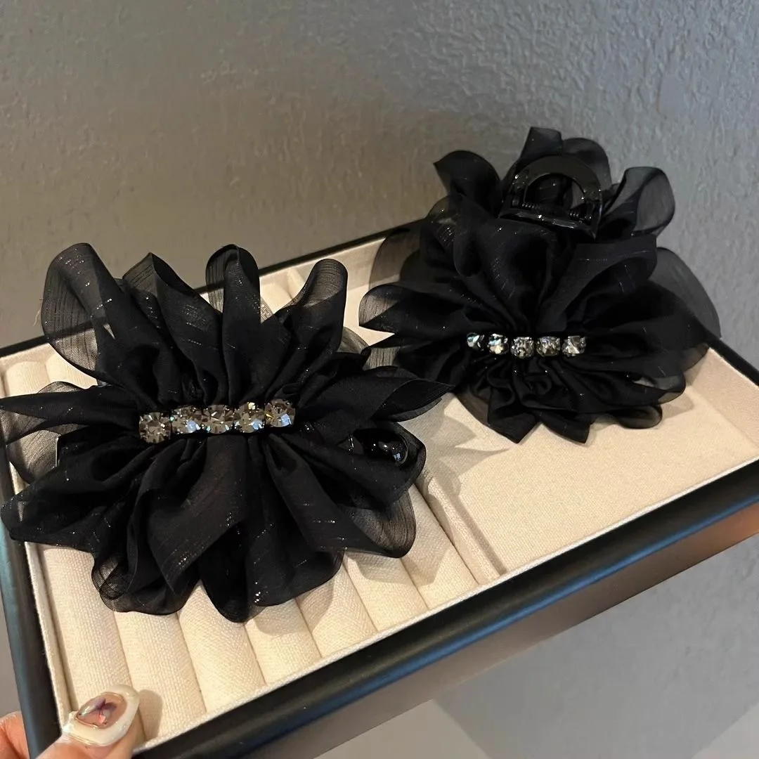 AWAYTR كريستال الشاش ذيل حصان النسيج مشبك شعر كراب إكسسوارات الشعر للنساء مقاطع الشعر دبابيس الشعر فتاة المشابك