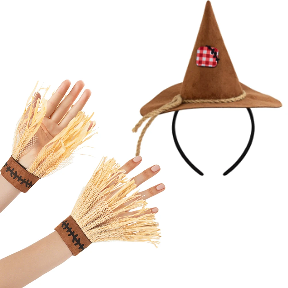 

Scarecrow Cosplay Costume Accessories Headband Gloves Set Halloween Roleplay Headwear Props Carnival Party Outfits Dress Up