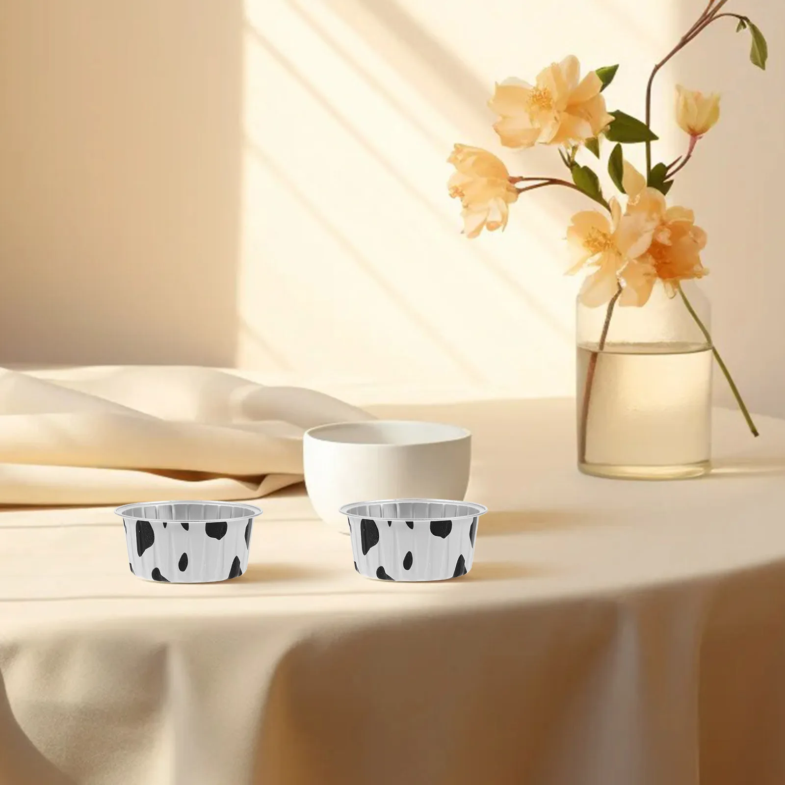 

50Pcs Foil Pudding Cup Baking Molds Creative Design Egg Tart Muffin Cups Small Cake Pans Reusable Aluminum Foil Baking Supplies