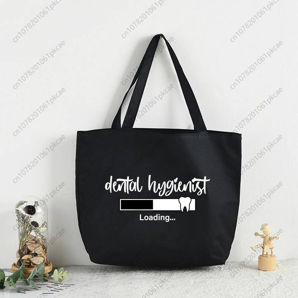 Aesthetic Funny Tooth Dentist Kawaii Shopping Bag Women Canvas Tote Bags Printing Eco Bag Cartoon Shopper Shoulder Bags