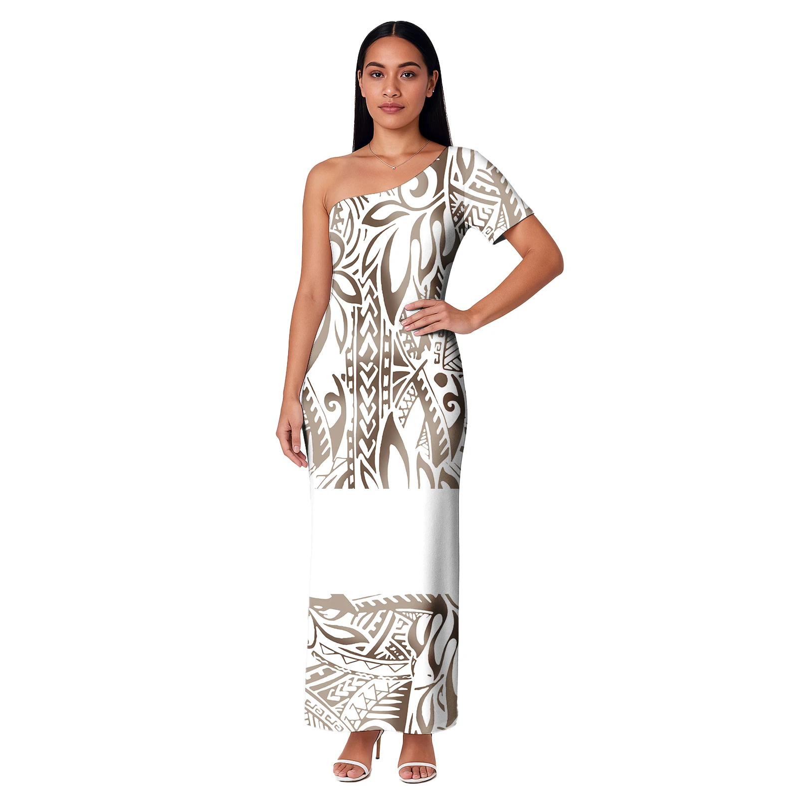 

Sexy Off One shoulder Dress Cozy Vintage Pattern Plus Size Women'S Clothing Polynesian Dresses