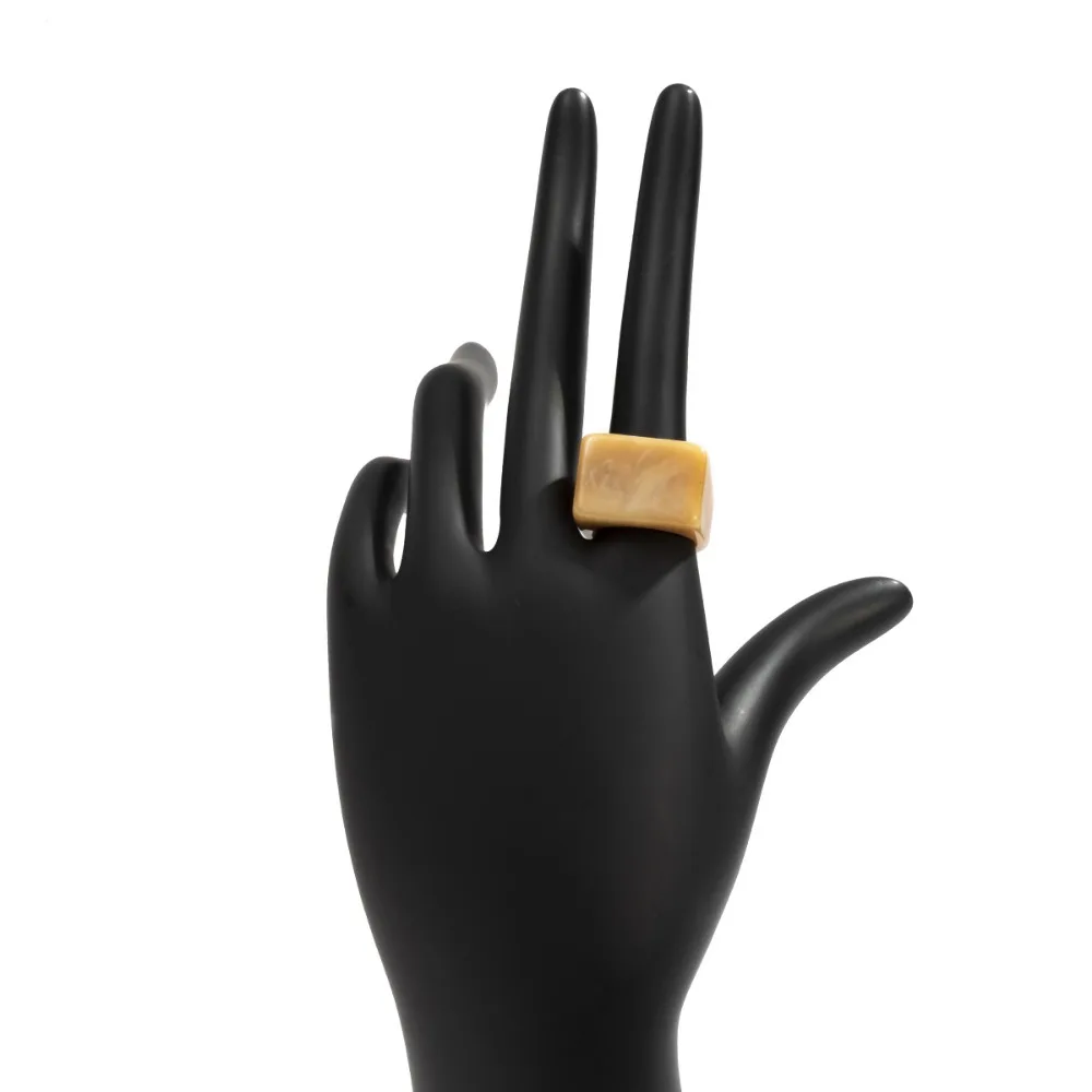 مزاجه جديد الموضة الملونة الاكريليك خاتم البساطة المرأة هندسية حلقة مربعة الراتنج مزاجه الدائري