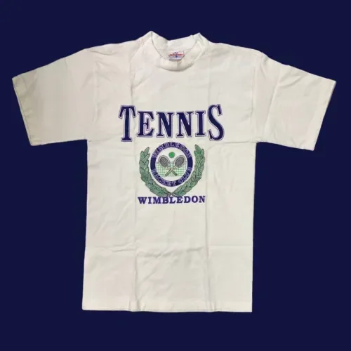 Vintage Wimbledon Tennis Racket Club 90s T-shirt Adult Sz L (See Measurements) short sleeves