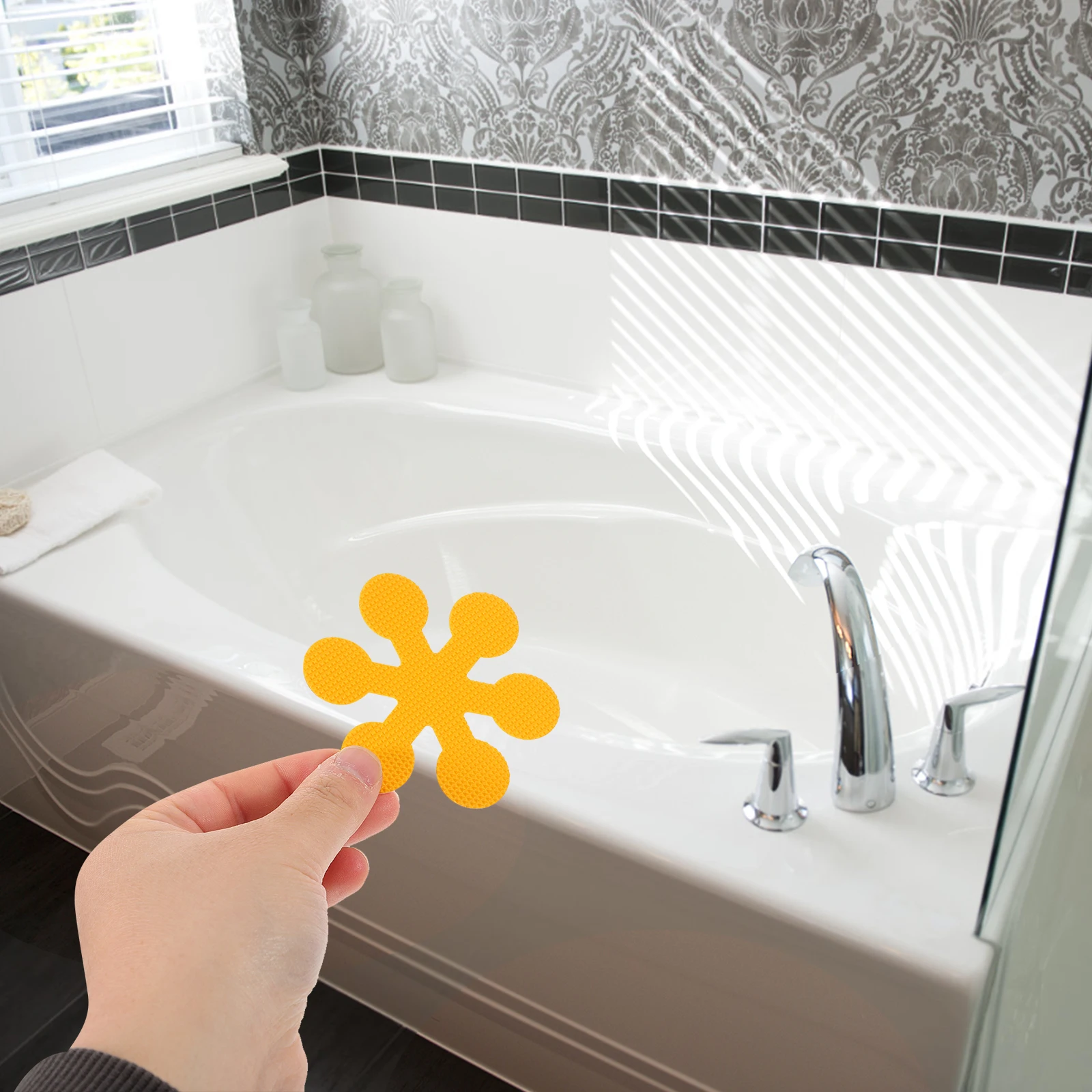 

2PCS Non Bathtub Stickers Waterproof Bath for Kids Anti Shower Mat Snowflake Design Safe Bathroom Decor Easy Apply