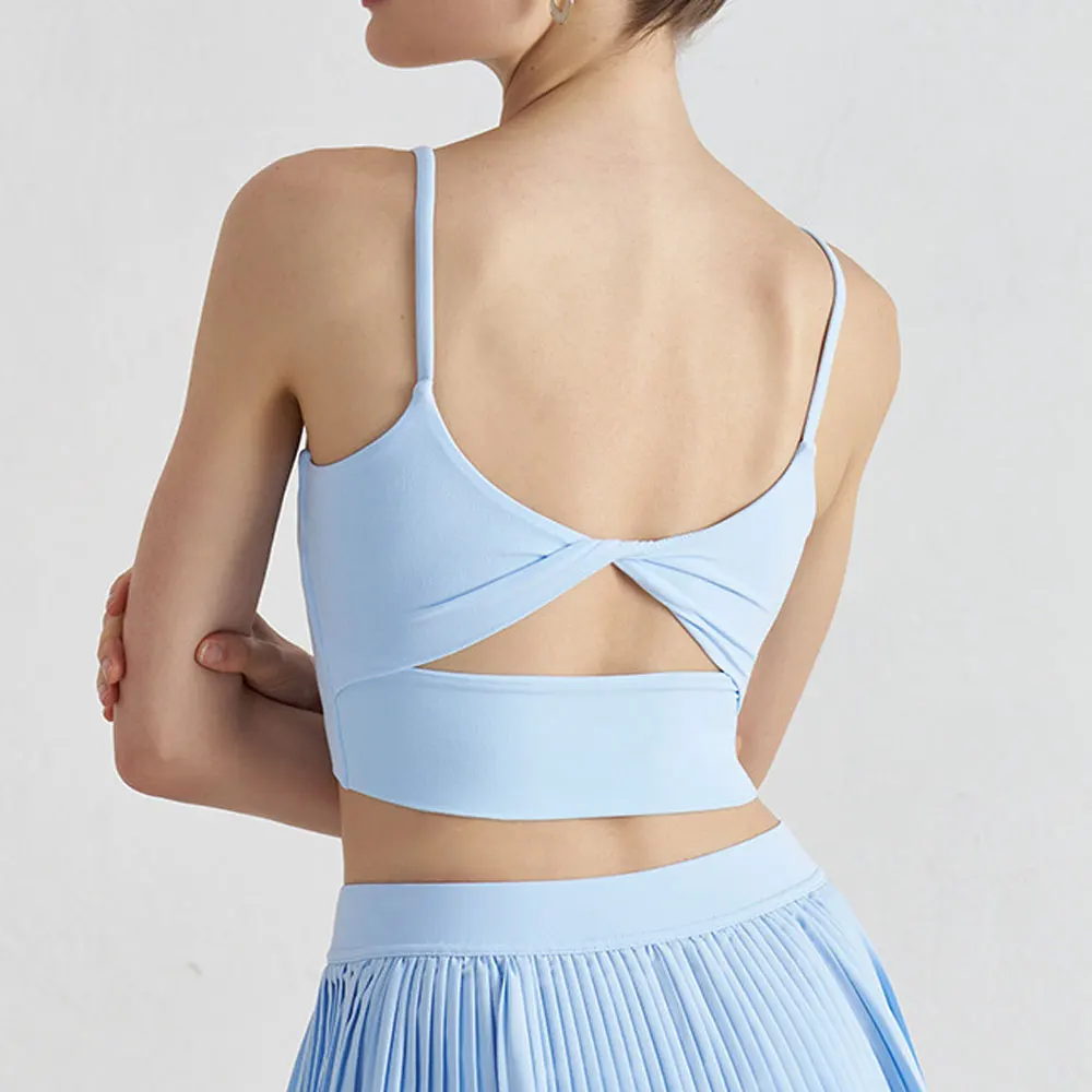 

Women's Nude-Feel Removable U-Neck Yoga Tank Top – Twisted Beautiful Back Sports Bra for Running, Training & Fitness Workouts