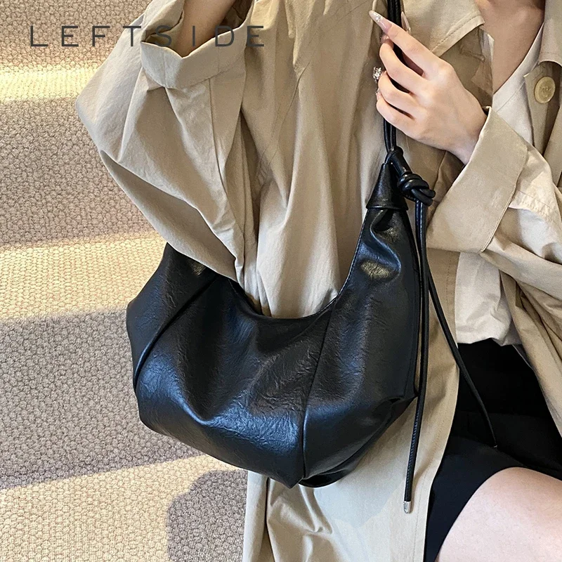 LEFTSIDE Design Small PU Leather Shoulder Bag Lady Handbags and Purses Women 2024 Y2K Korean Fashion Solid Color Crossbody Bag