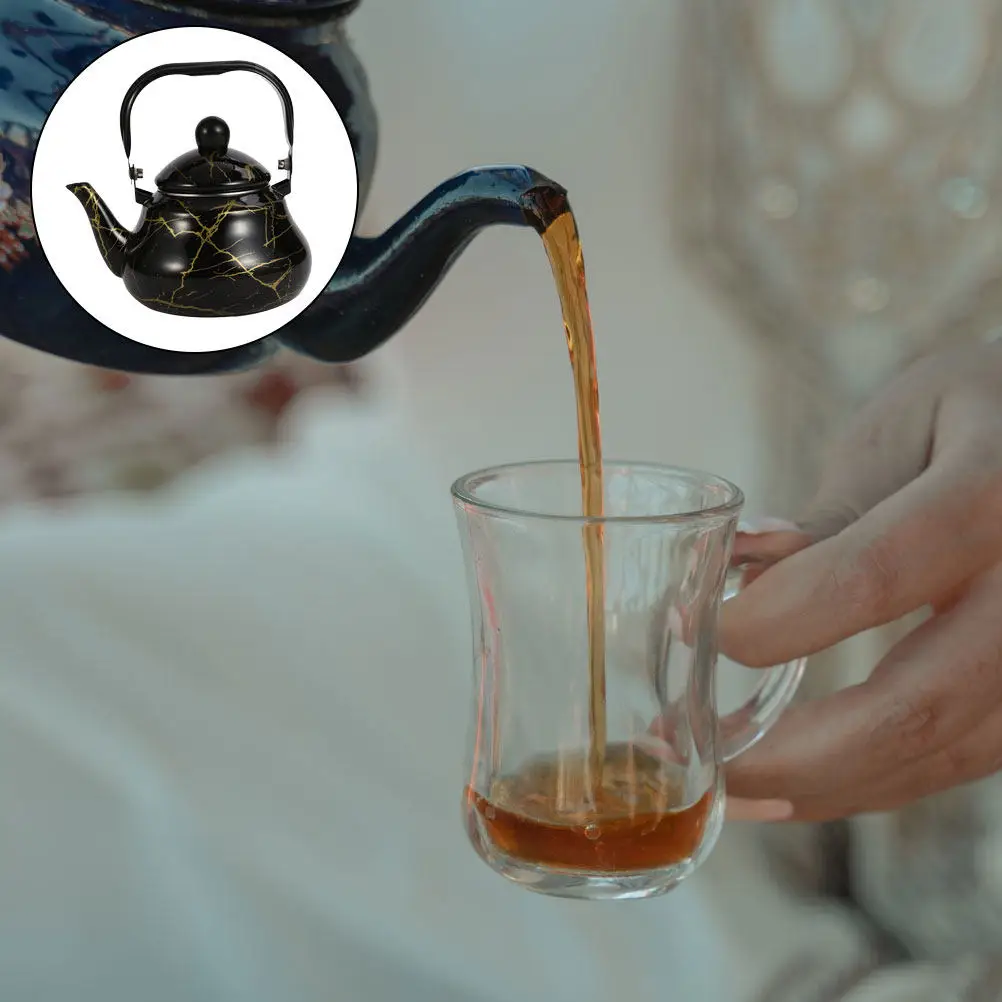 Marble Pattern Enamel Stovetop Tea Kettle Heating Pot Multi-Function Water Boiler Suitable for Gas Electric Induction Cookers - view 5