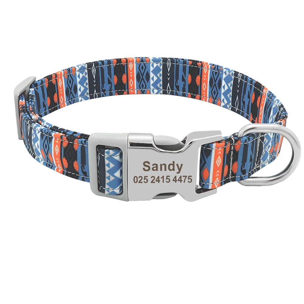 Custom Dog Collar Personalized Pet Dog ID Name Tag Accessories Collars Small Medium Large Nylon Engraved Puppy Dogs Collars S-L