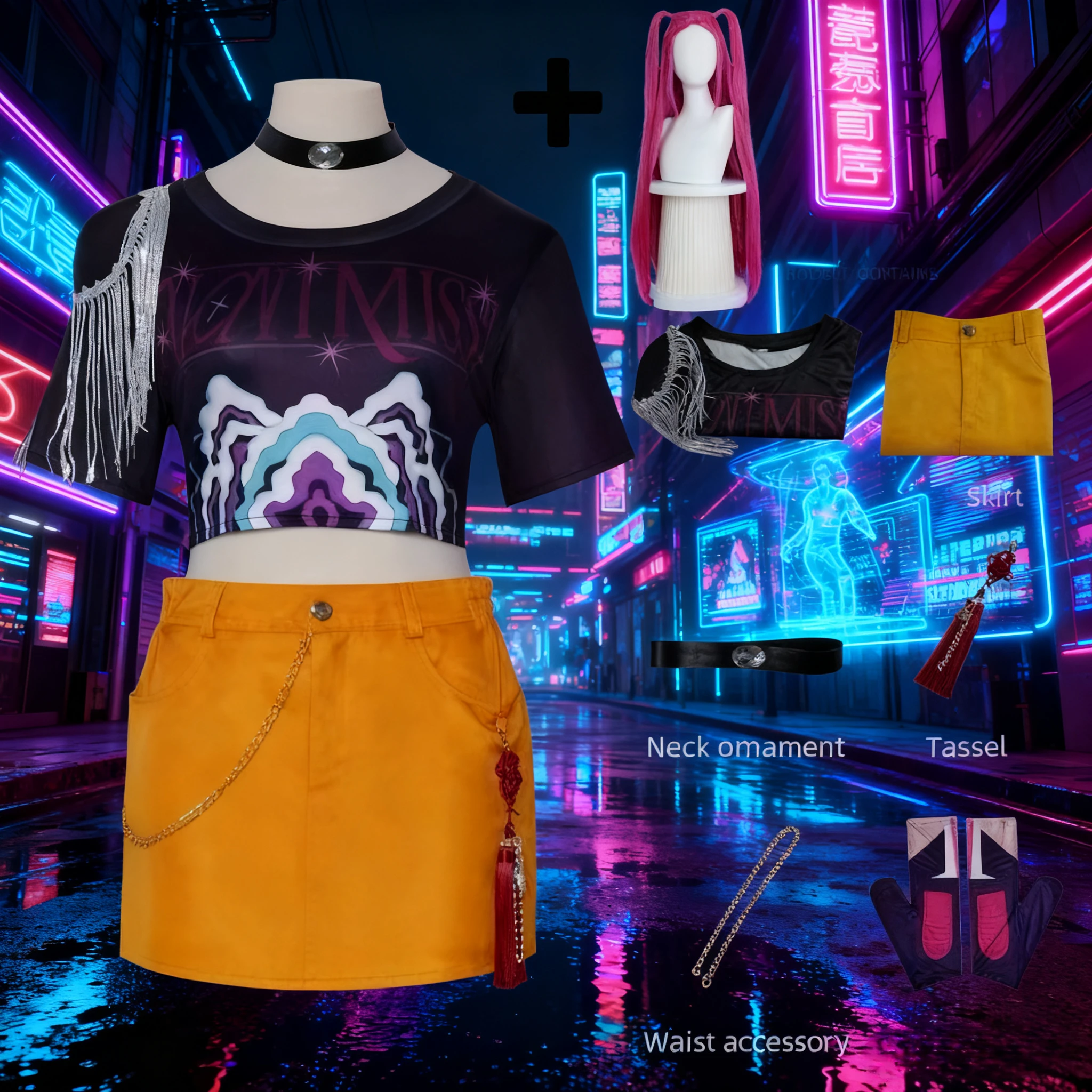 2025 Halloween KPop Mira Cosplay Costume Wig Women Girls Halloween Carnival Comic-con Party Role Playing Outfits Christmas Gifts