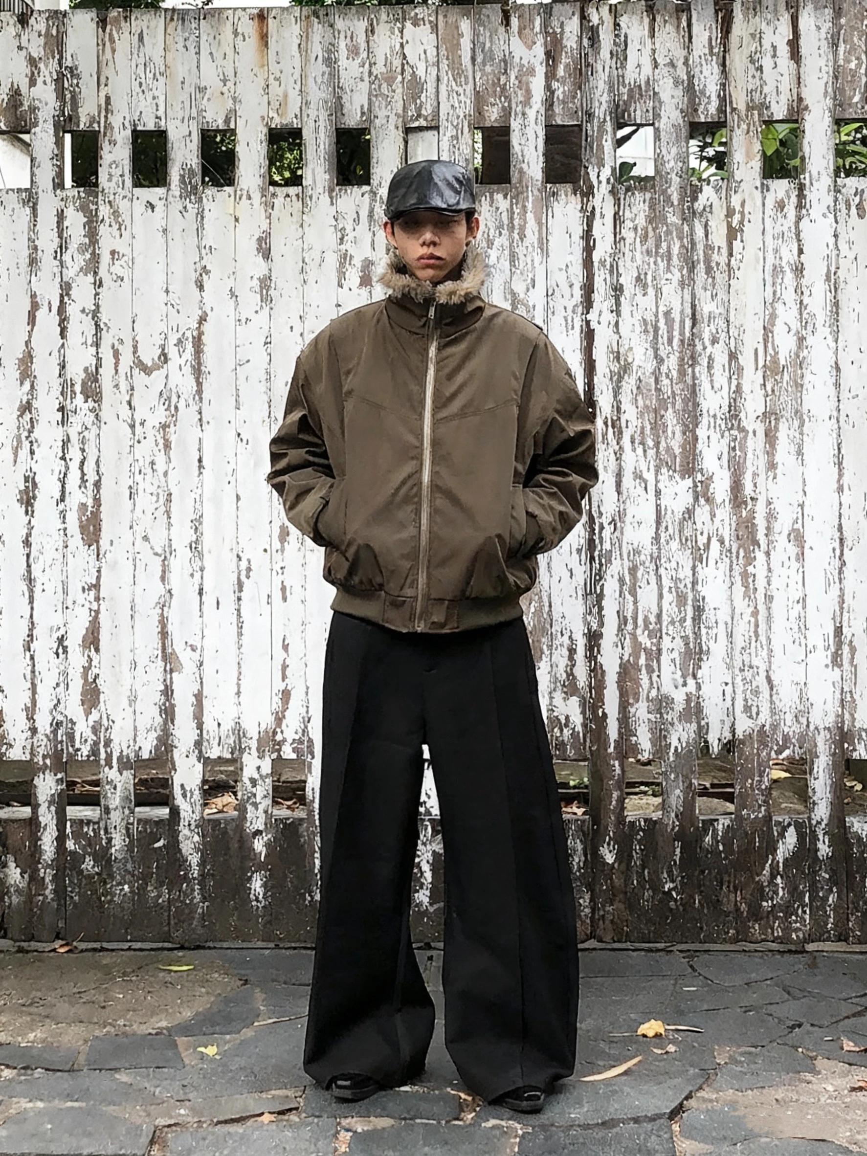 

American Retro Thiened Warmth Cotton Jaet with Fur Collar for Men And Women Cleanfit Sle Mountain Eagle Design Casual Wear