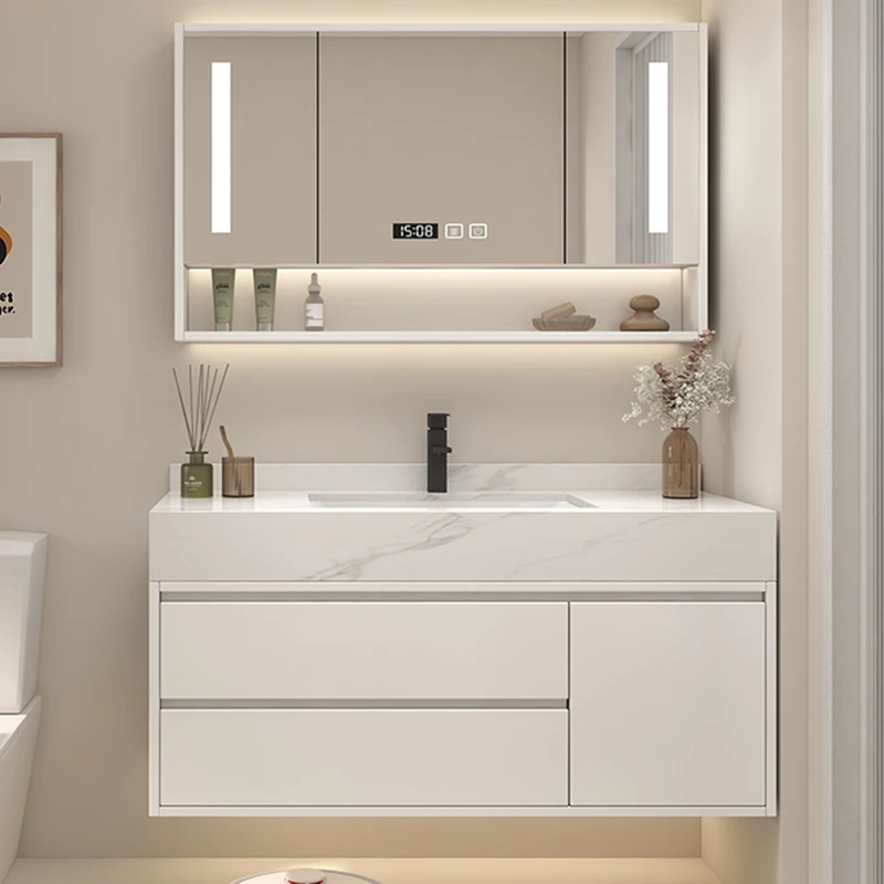 Locker Small Closet Bathroom Column Storage Drawer Cabinet Sink Base Sinks Vanity Double Washbasin Wooden Furniture Narrow White