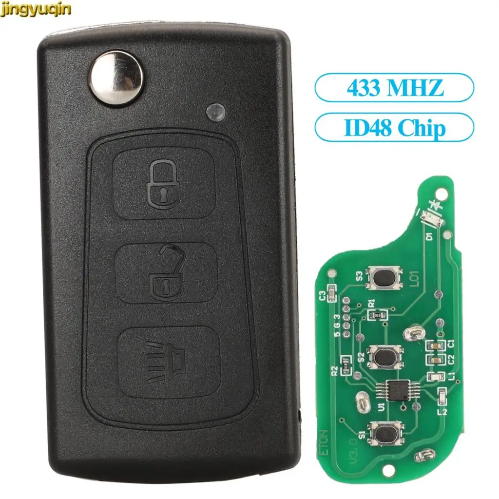 Jingyuqin Remote Flip Car Key Control Gernuine Parts 433Mhz ID48 For Great Wall Haval Hover H3 H5 3 Buttons After Market