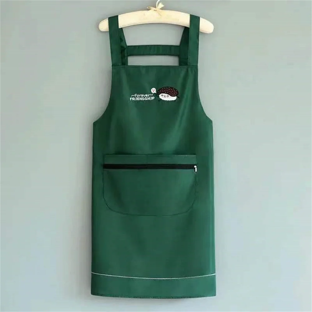 New Thickened Waterproof Apron Double Back Shoulder Fashion Home Kitchen Cooking Printed Gift Men And Women Work Clothes Waist