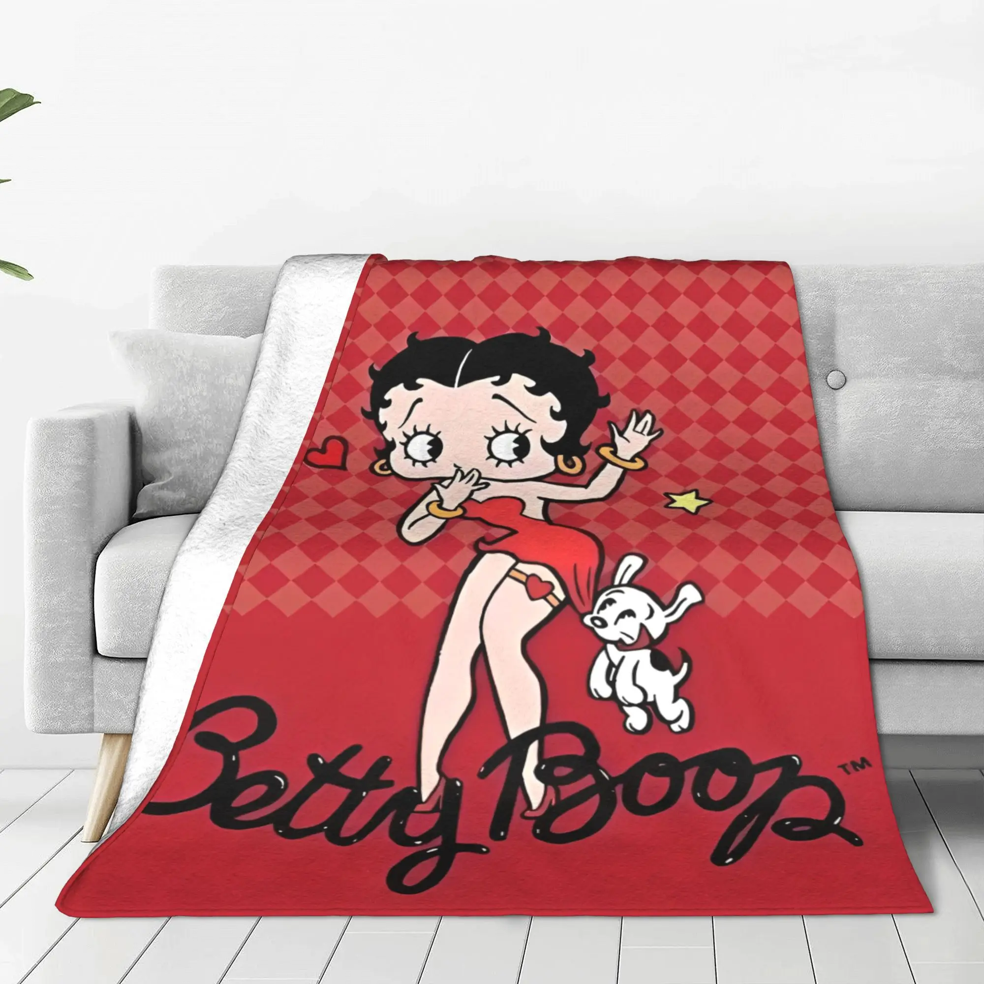 B-Betty Boops Cartoon Doll Blanket Fleece Funny Warm Throw Blankets for Home Spring/Autumn