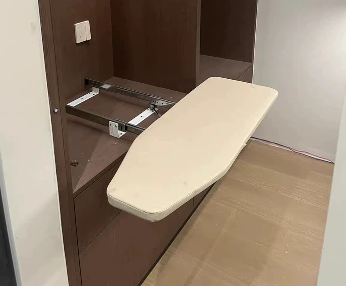 Rotating Ironing Board 180 Degree Hidden Adjustable Foldable Damping Telescopic Pull Out for Wardrobe Closet Home Laundry Use