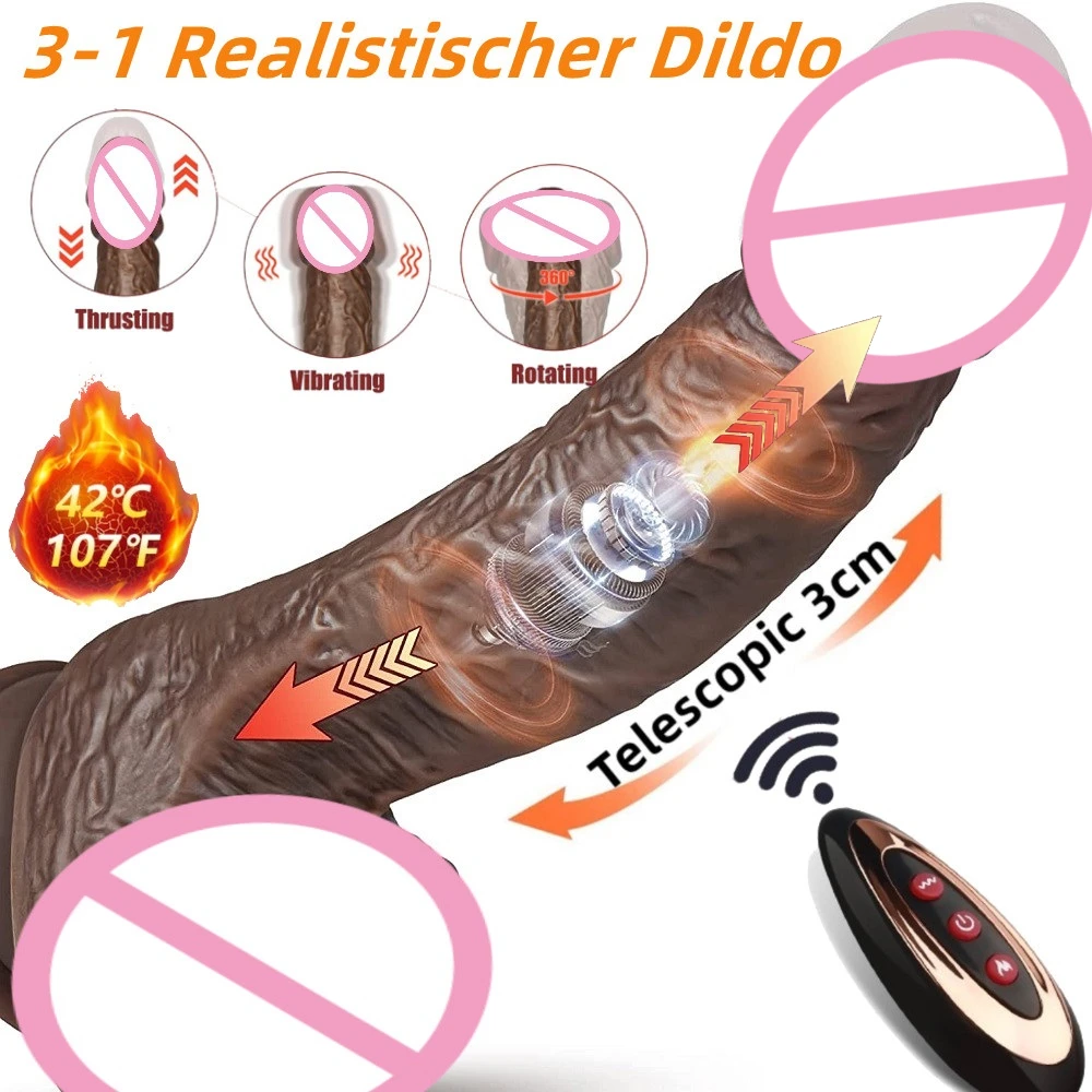 Realistic Dildo Thrusting Vibrators with 8 Thrusts & Rotations & Vibrations Strong Suction Cup Sex Toy for Women Big Anal Dildo