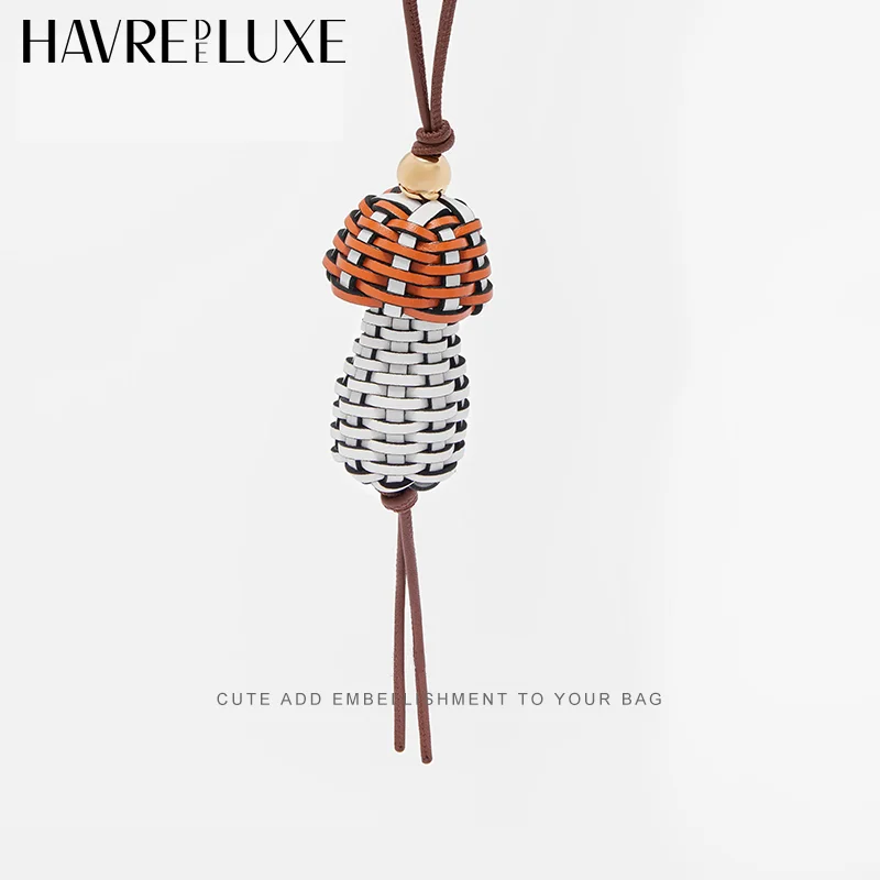Weaving Mushroom Ornaments Leather Bag Charm Keychain Bag Pendant Decoration High Luxury Girl Gift Bag Accessories