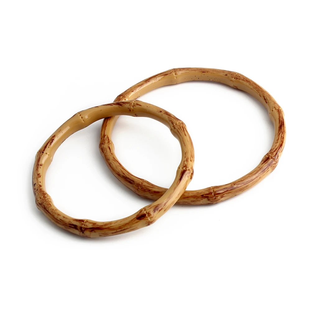 2/4/10 قطعة البلاستيك الموضة المستديرة U على شكل المحفظة مقبض محاكاة الروطان الخيزران حقيبة المرأة DIY بها بنفسك استبدال مقبض الملحقات #4