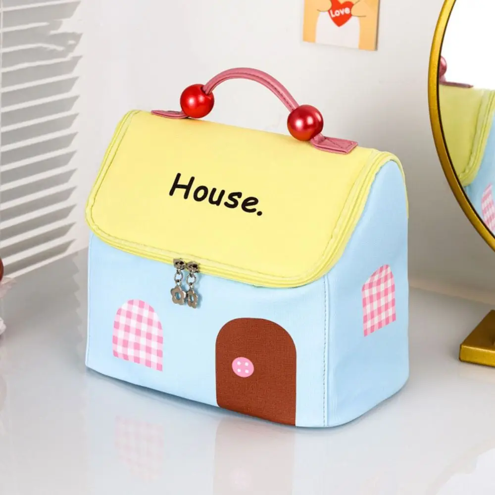 

Large Capacity Cute Cabin Makeup Bag House-shaped Square Handheld Cosmetic Case Kawaii Organizer Case Toiletry Storage Bag Girls
