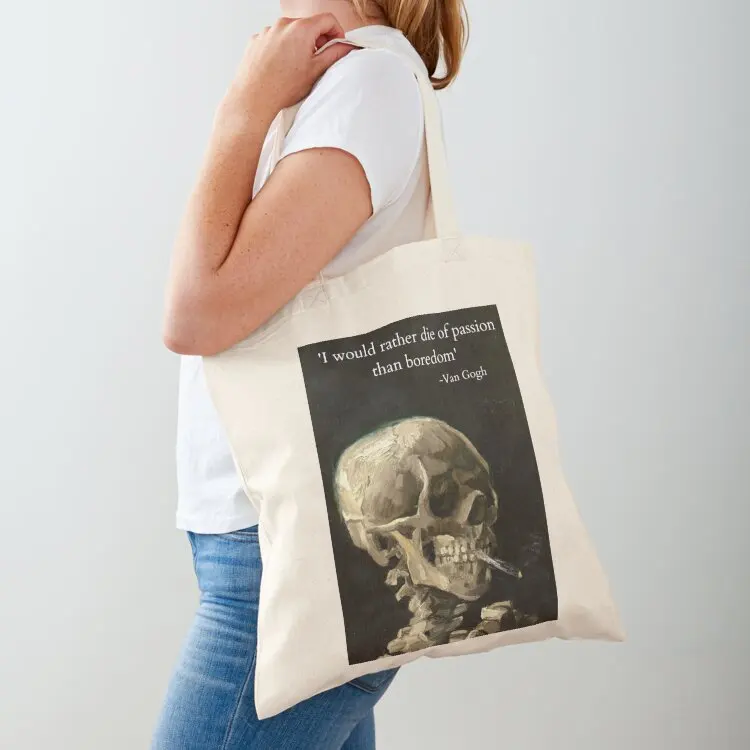 

Van Gogh's Quote on Skull Painting Tote Bag Customizable tote bag custom canvas bag shopping logo bags woman 2025