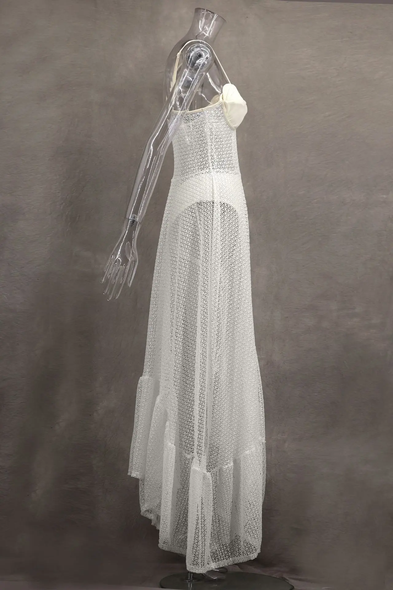 Sleeveless Holiday Sheer Patchwork Maxi Dress, Women Summer Backless Spaghetti Strap Party Dress, Beach Style Chic Ladies Dress