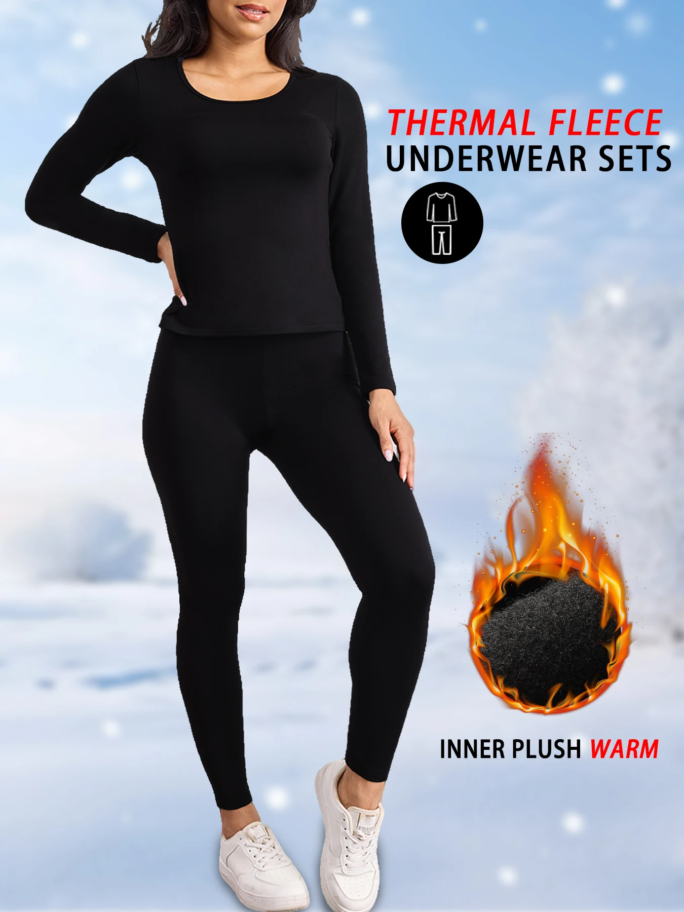 

Комплекты термозимнего нижнего белья для женщин — супермягкие пижамные комплекты с верхней и нижней подкладкой на флисовой подкладке для холодной погоды