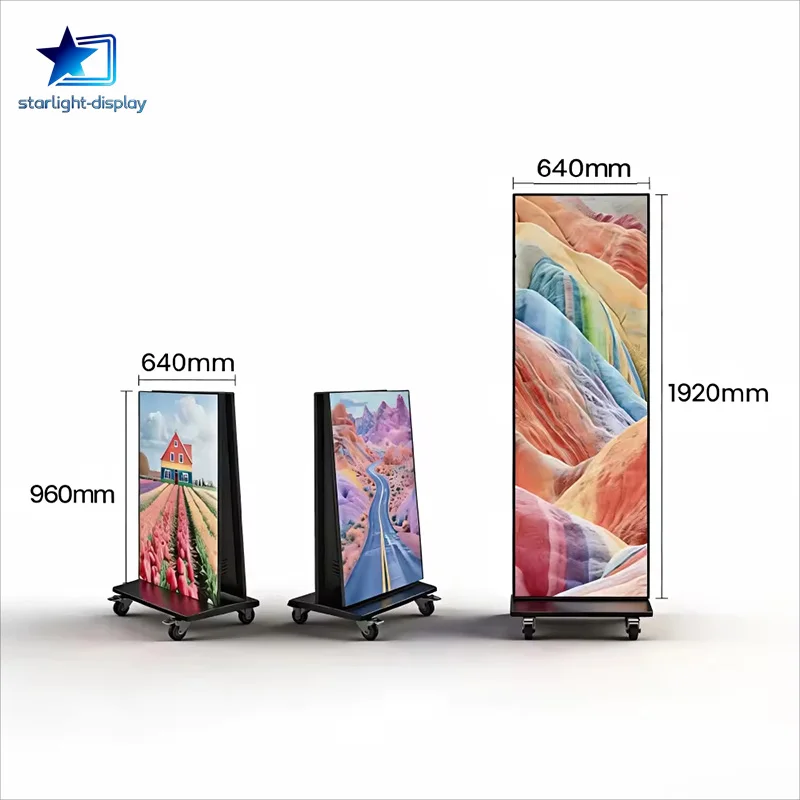 Advertising Video Mobile Floor Standing Screen Poster Portable Folding LED Poster Display
