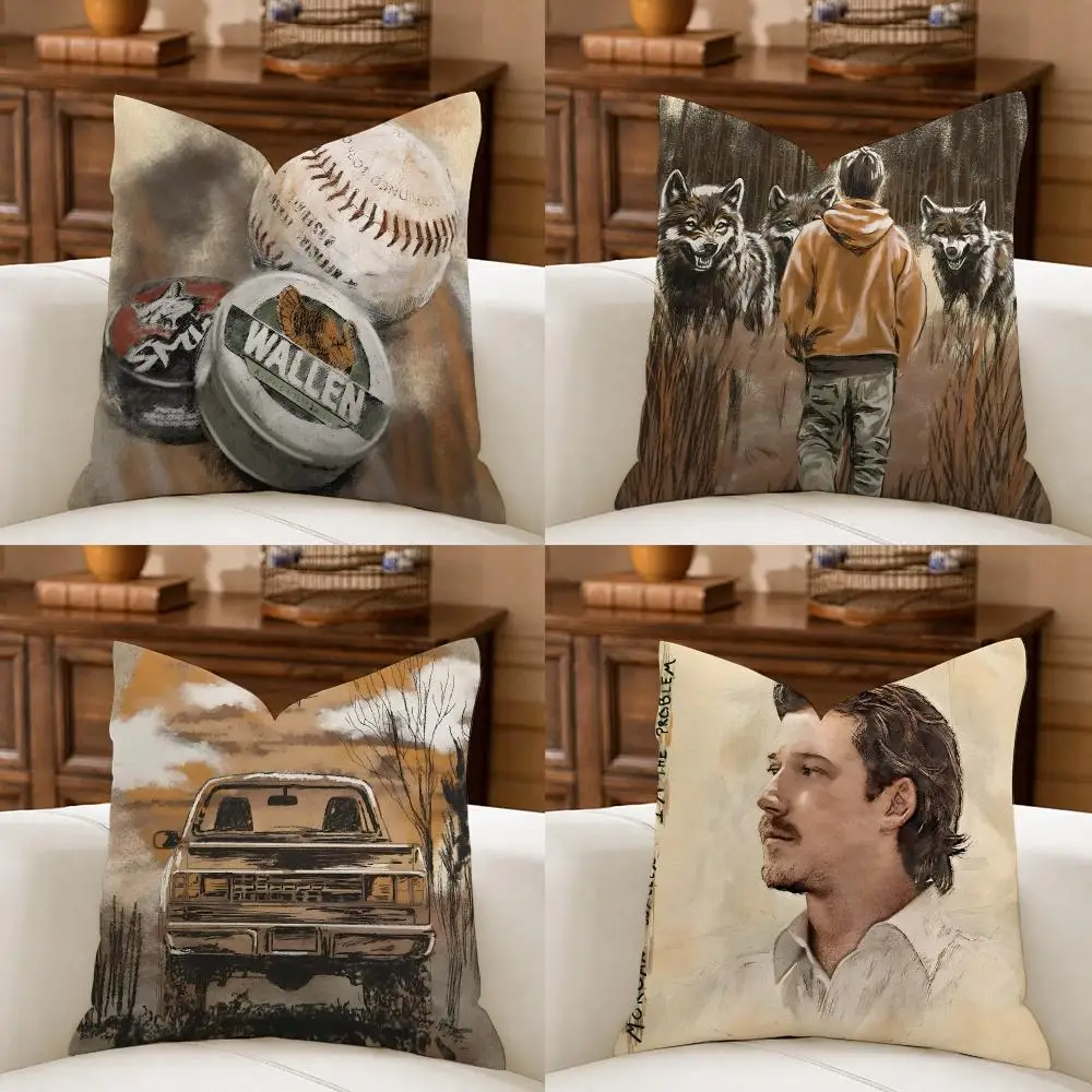 Singer M-Morgan Wallen Cushion Cover Organic Linen Square Pillow Case Durable Non-Allergenic And Kind To Skin