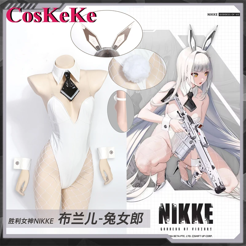 

CosKeKe White Rabbit Branl Cosplay Game NIKKE Costume Bunny Girl Patent Leather Jumpsuit Halloween Party Role Play Clothing New