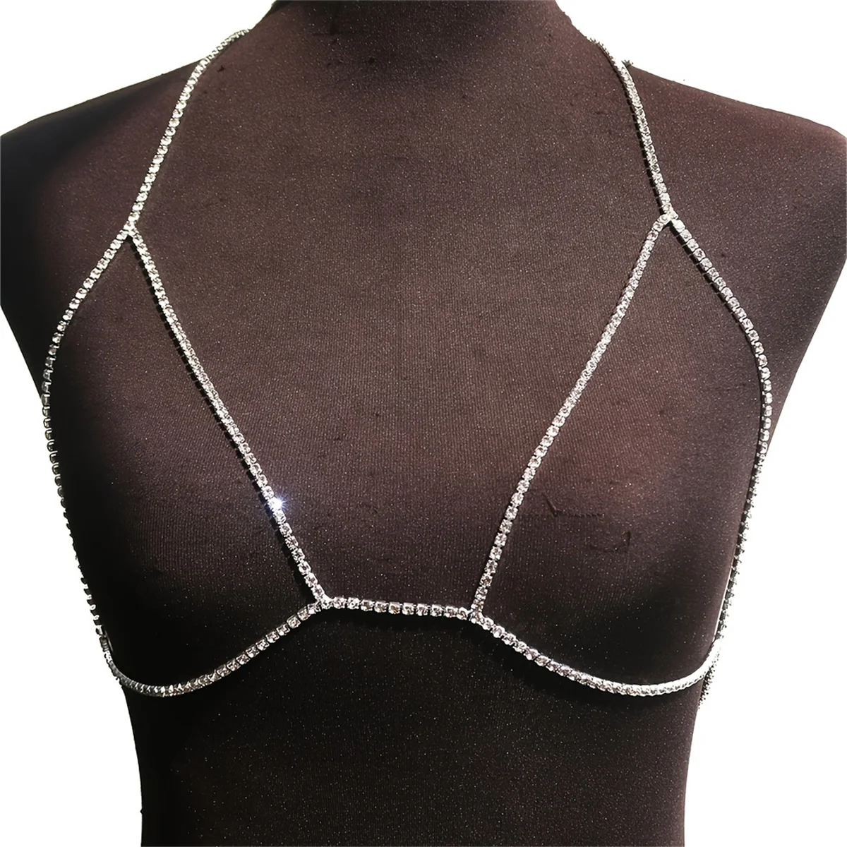 الشاطئ مثير الصدرية سلسلة المرأة الجوف حجر الراين الصدر سلسلة حفلة فاخرة تألق كريستال بيكيني الجسم سلسلة مجوهرات اكسسوارات