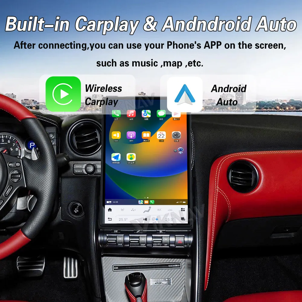 Viknav 14.4 بوصة ترقية راديو السيارة أندرويد لنيسان GTR 2008-2015 اللاسلكية Carplay نظام تحديد المواقع والملاحة مشغل وسائط متعددة رئيس وحدة
