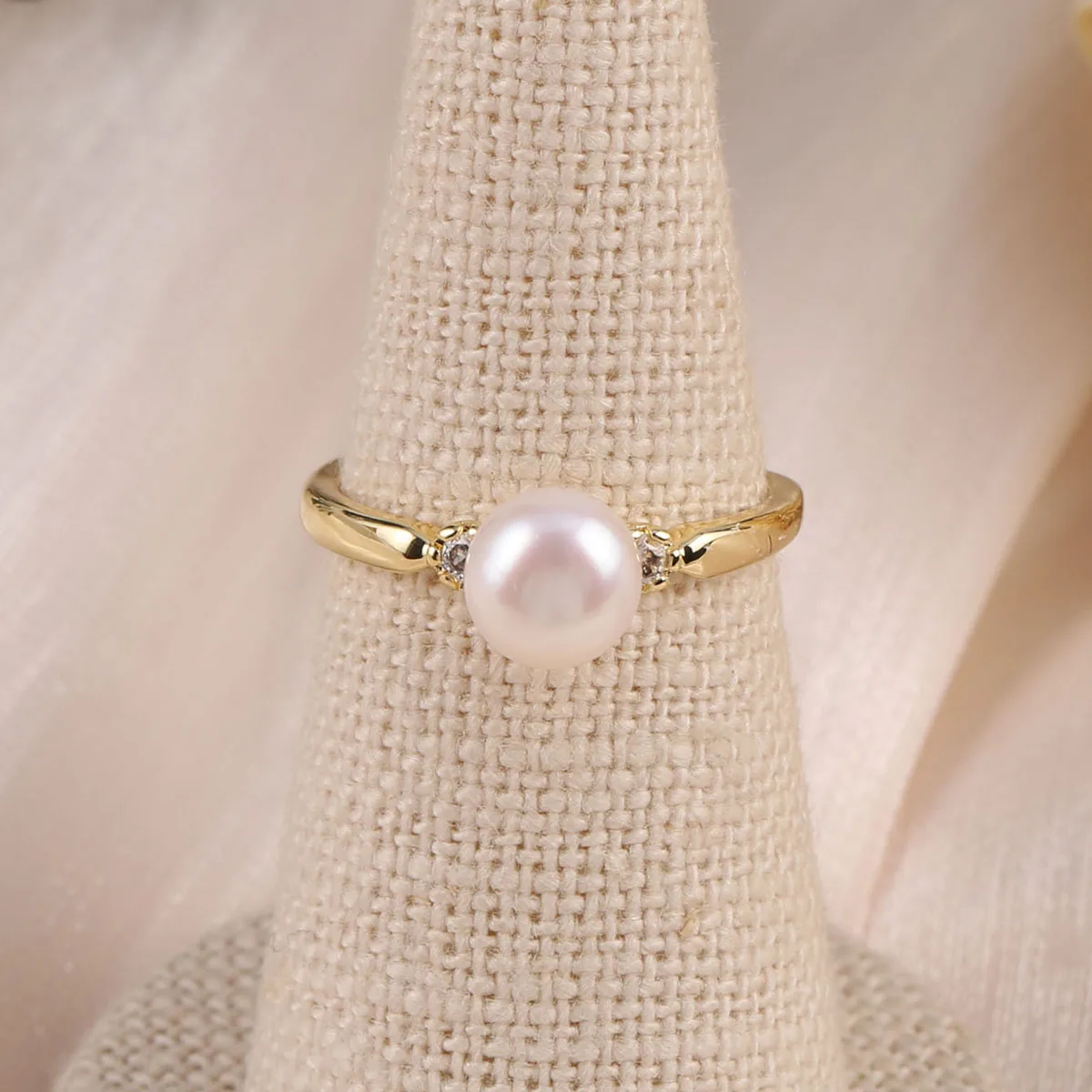 

Natural Freshwater Pearl Rings For Women Zinc Alloy Female Ring Fine Jewelry Stackable Ladies Wedding Jewelry Friendship Gift