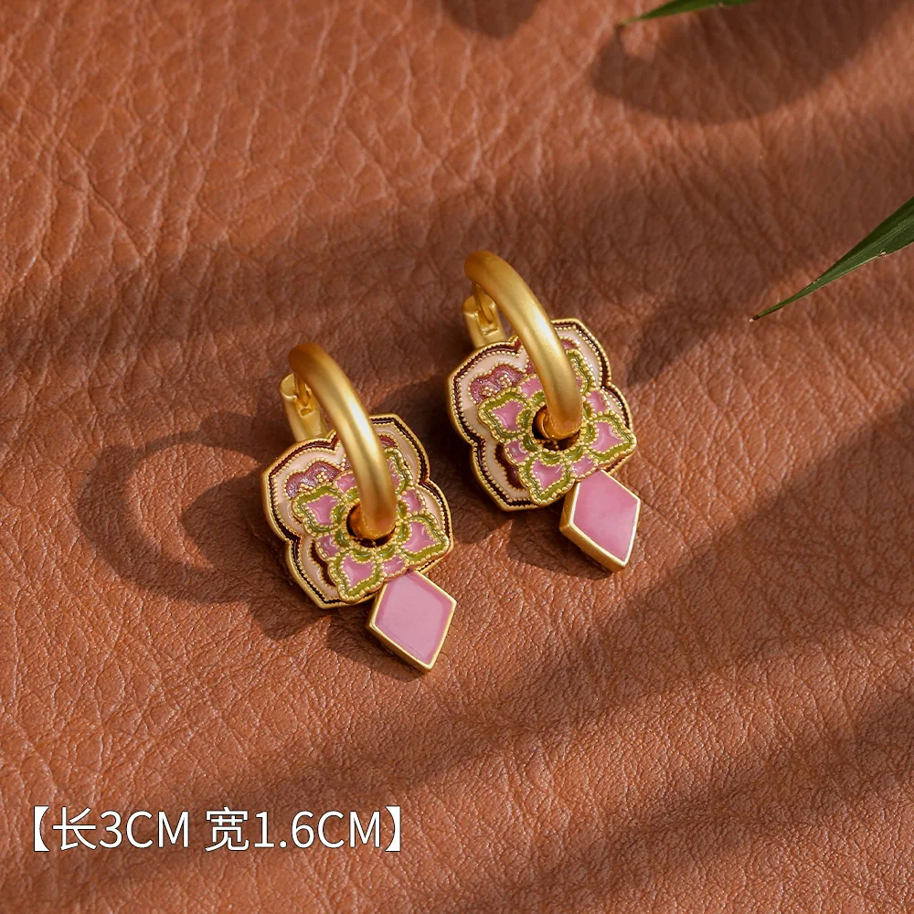 New Fashion Gold Color Hollow Earrings for Women Colorful Enamel Multiple Wear Ways Luxury Jewelry Flower Shaped Tassel Gifts