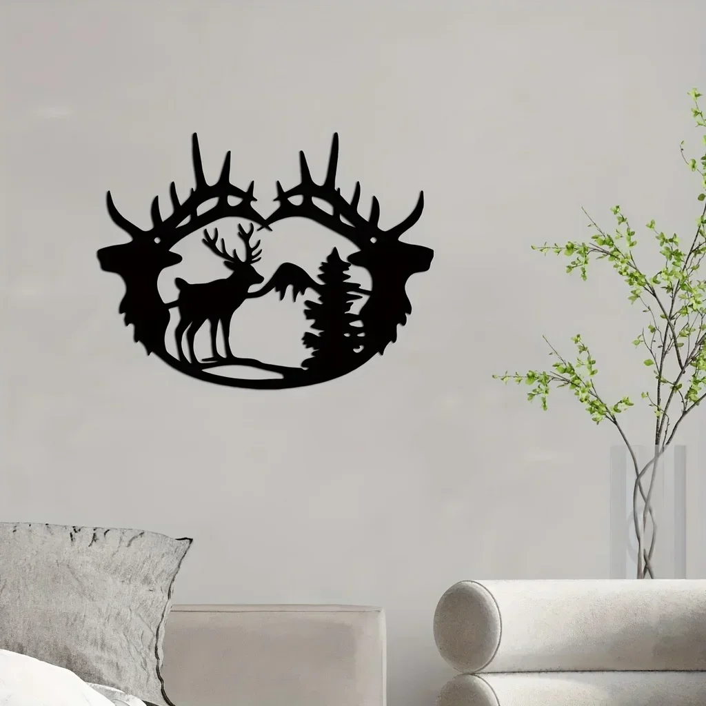 Alluring 1pc Deer Theme Decor – Appealing Wall Art Decorations. Modern Bedroom Enhanced with Charming Sticker Mural