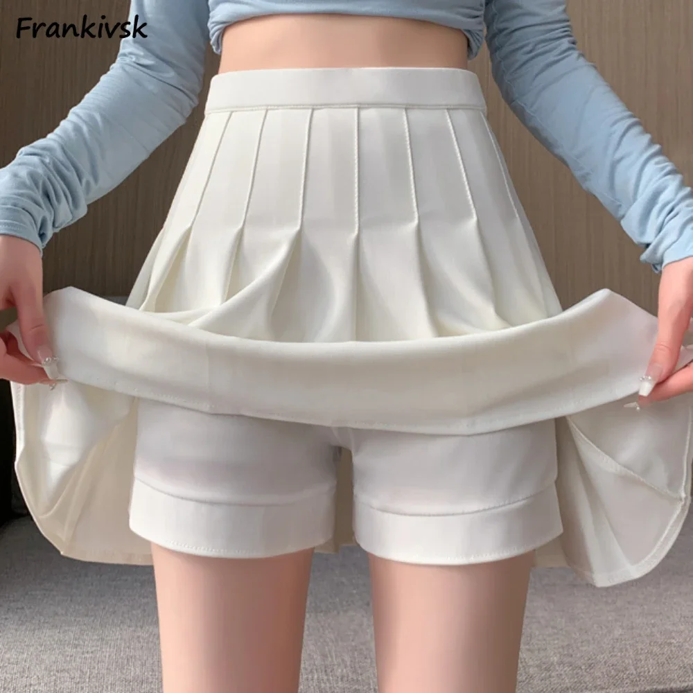 Liner Pleated Skirts Women Chic Mini All-match Korean Style Casual Fashion Basic Uniform Elastic Daily JK Summer Streetwear New