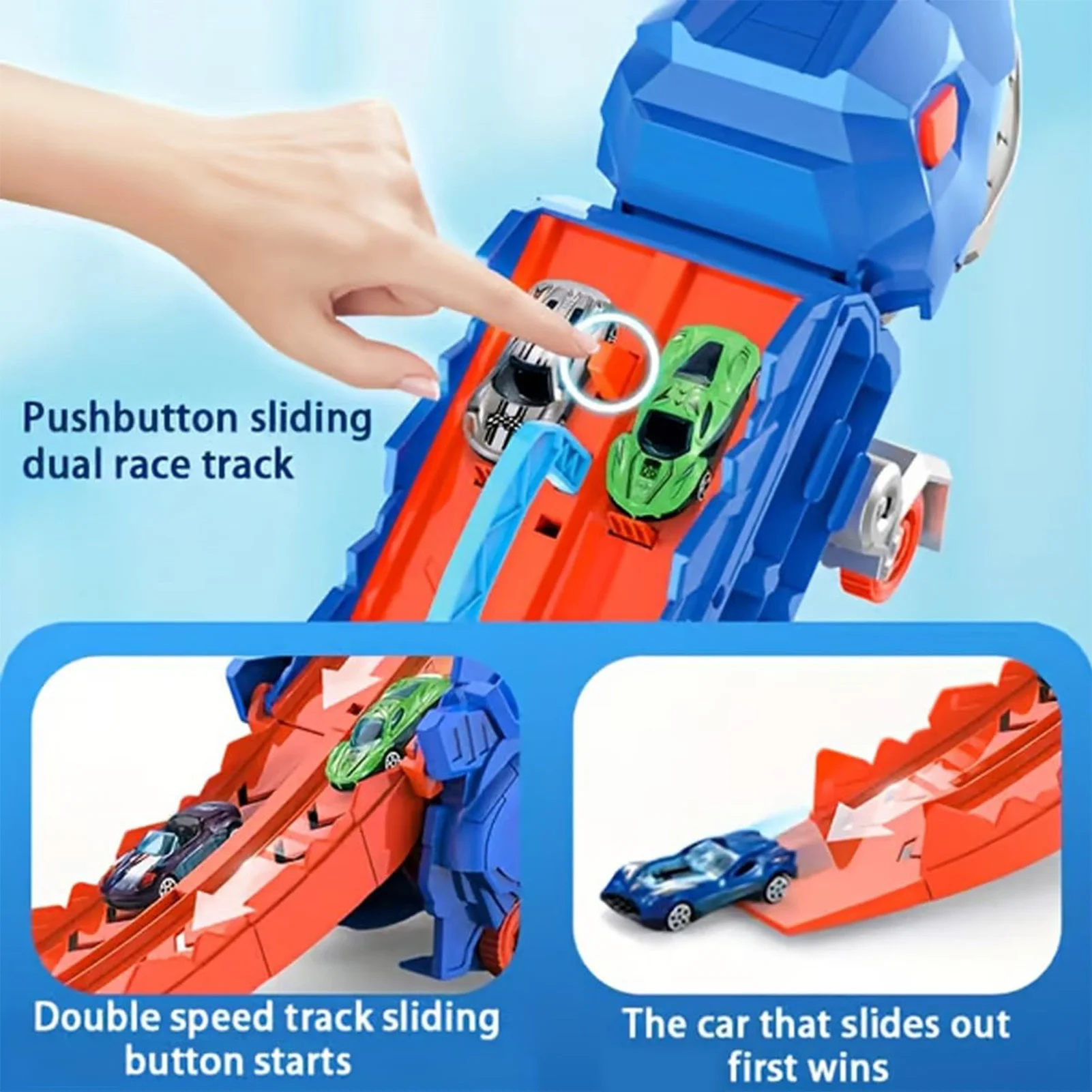 Dinosaur Car Carrier Truck Toy for Boys Car Transporter Dinosaur Truck with Foldable Sliding Vehicles Toys Set Gifts for Boys