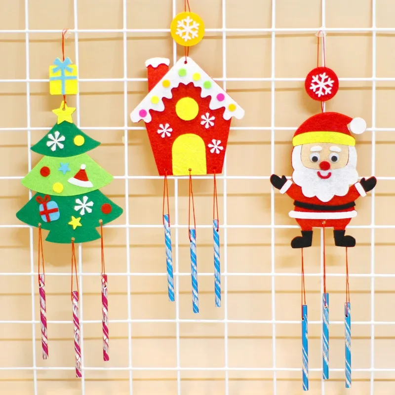 

Santa Claus Wind Chime Festive Diy Christmas Wind Chime Ornaments Snowman Deer Santa Claus Non-woven Wind Bells for Holiday