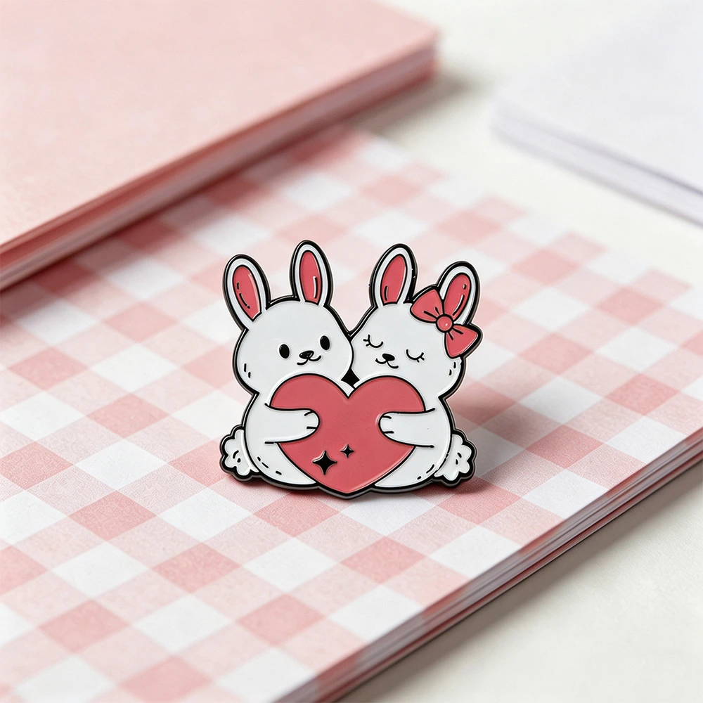 Romantic Cartoon Couple Animal Brooches Funny Cute Fox Rabbit Cat Penguin Enamel Pins Fashion Jewelry Gifts for Girlfriend Lover
