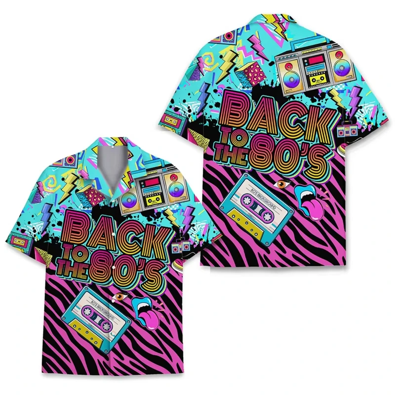 2026 Vintage 80s 90s Men's Hawaiian Shirt Summer Casual Short Sleeve Shirts 3d Printed Loose Street Oversized Beach Blouse Tops