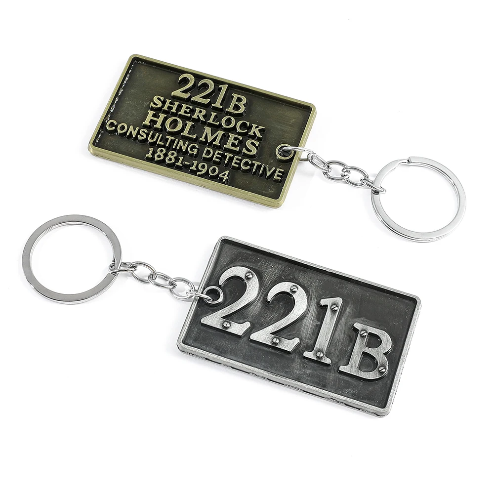 Classic Retro Keychain 221B Apartment Keychains for Men Trendy Car Key Pendant Movie Peripherals Schoolbag Pendant Jewelry