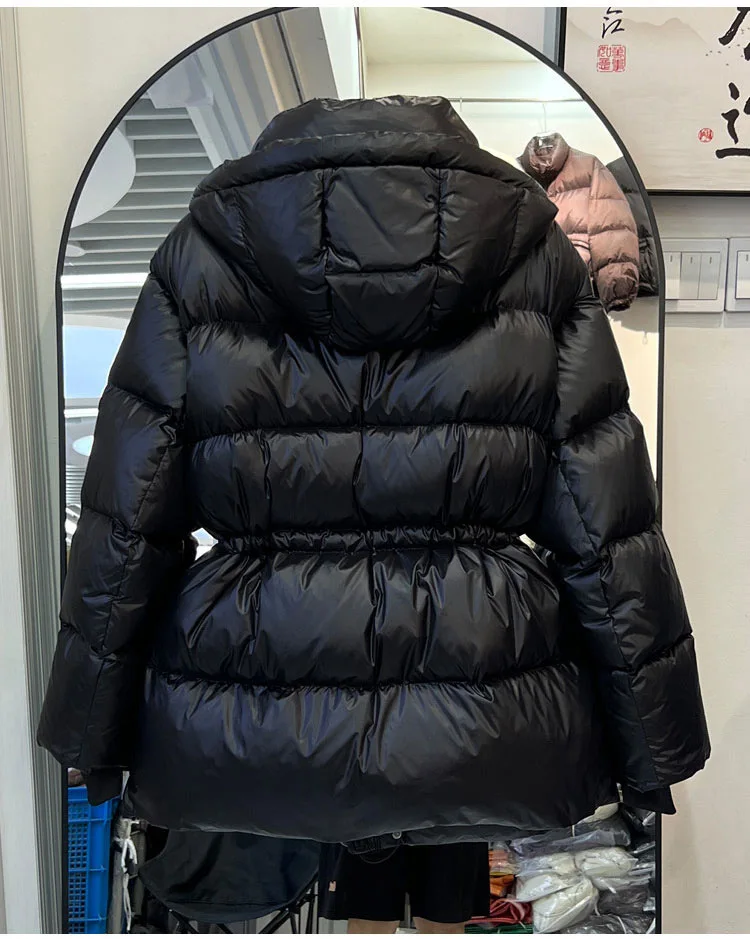 2026 Winter Couple's Black Diamond Extreme Cold Puffer Jacket white Goose Down Jacket Women Thick Puffer Jacket Waist Parka