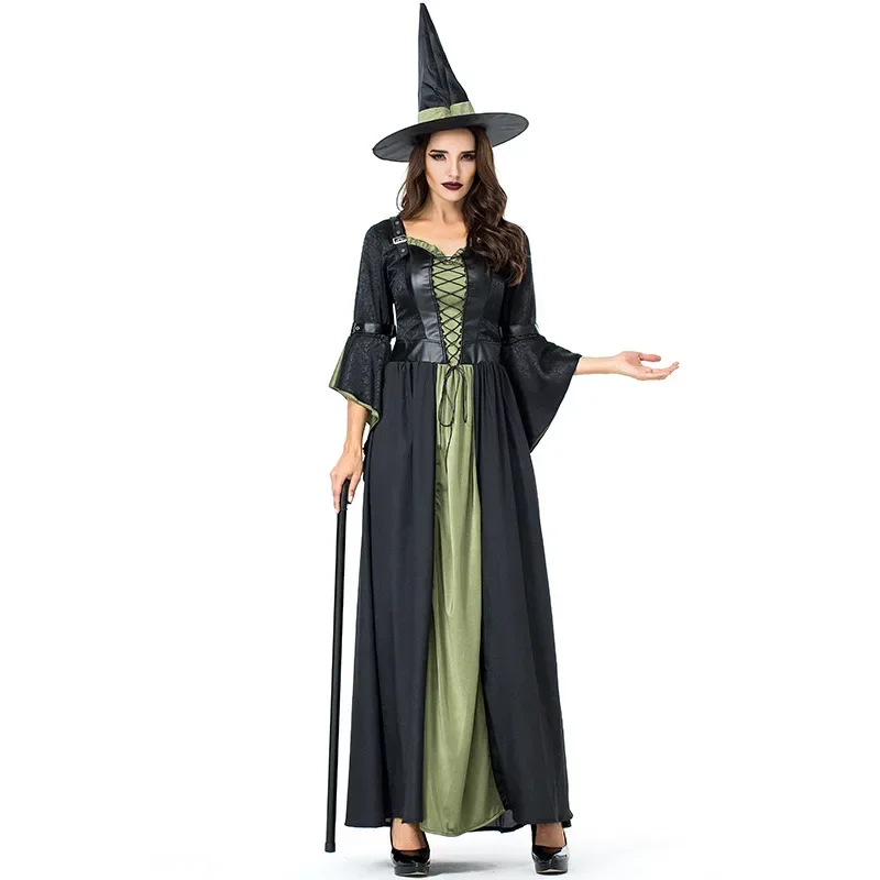 Fantasia Women Witch Costume Cosplay Halloween Purim Theatre Costumes A Line Long Bandage Dress