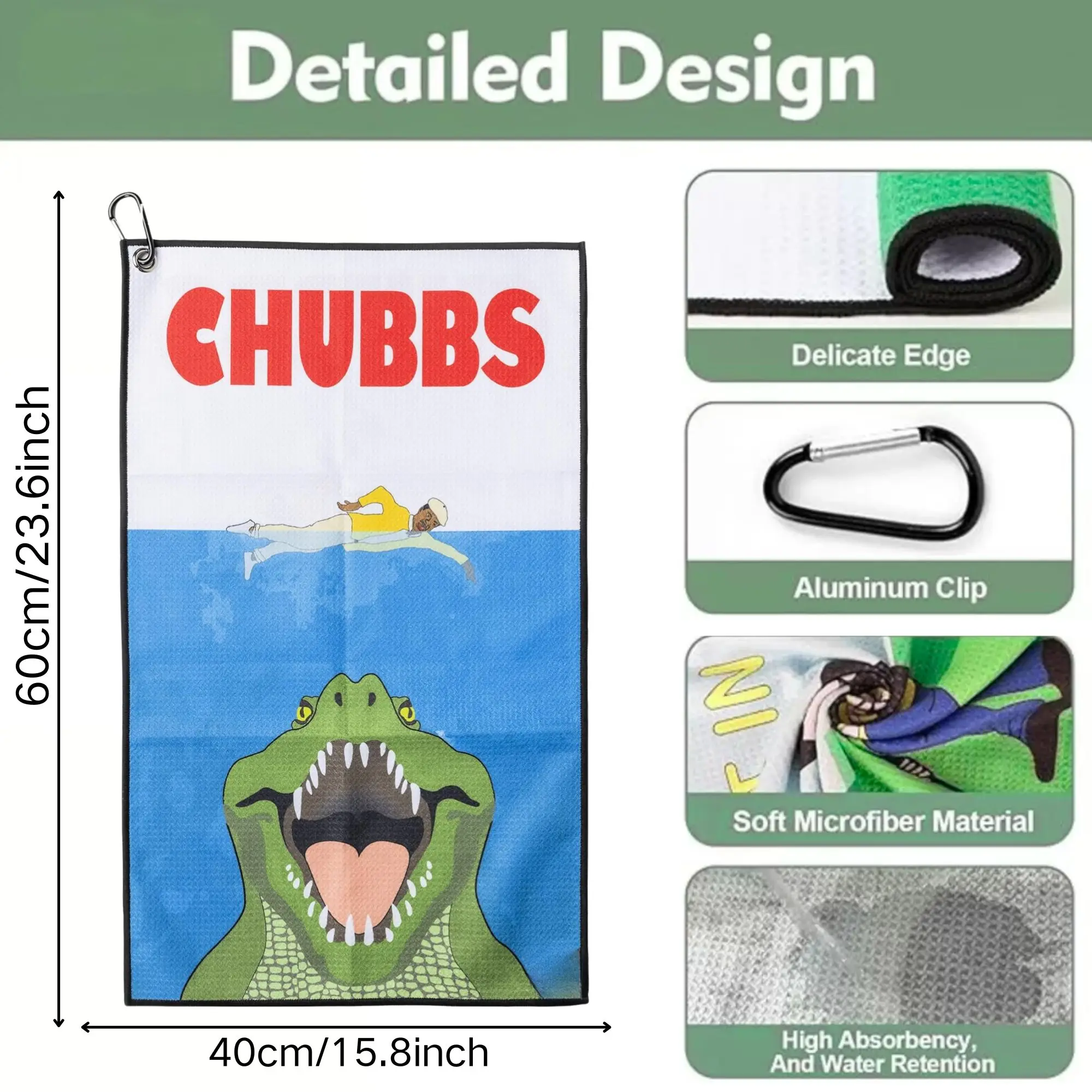 منشفة جولف Fun Happy Gilmore Design - ألياف دقيقة ممتازة مع مشبك حقيبة، هدية عيد الميلاد الإبداعية المثالية لمحبي الجولف.