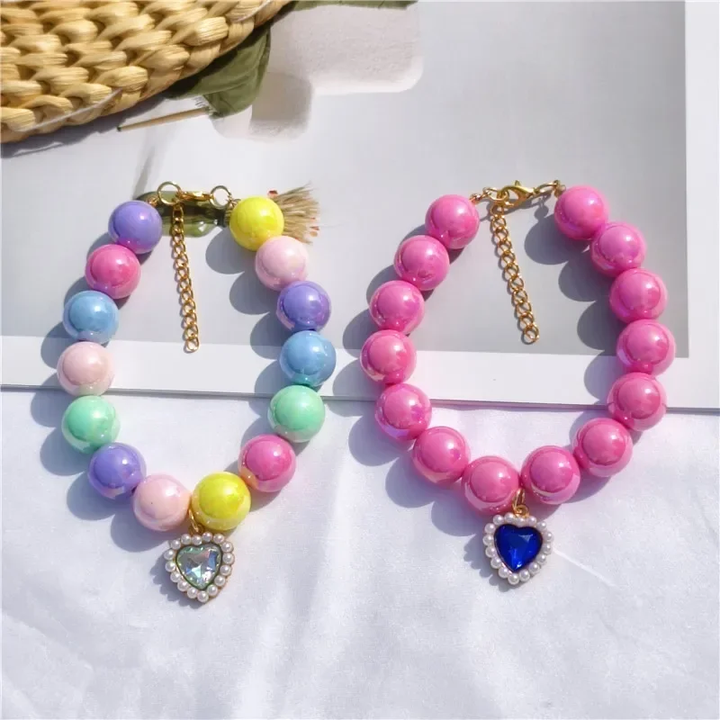 قابل للتعديل طوق الحيوانات الأليفة اللؤلؤ الحب قلادة القط طوق جرو اكسسوارات الكلب سلسلة تشيهواهوا الزفاف مجوهرات الحيوانات الأليفة الاشياء #2