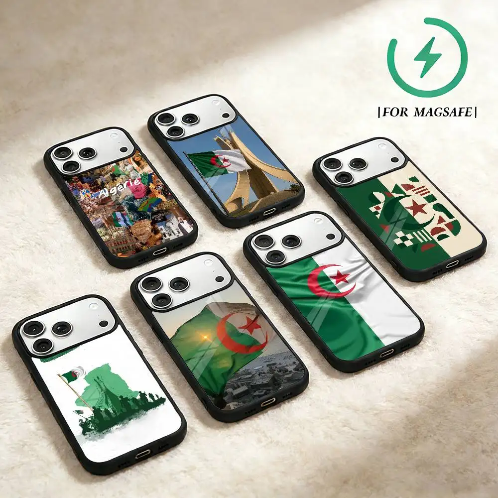 

Flag of Algeria Phone Case For iPhone 17,16,15,14,13,12,Plus,Pro,Max for Magsafe Magnetic Wireless Charging