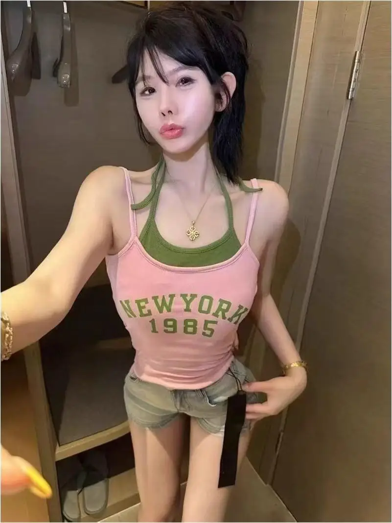 

Обычный укороченный топ с буквенным принтом Spicy Girl, женская летняя верхняя одежда с нагрудником, жилет, модный Dopane Sle