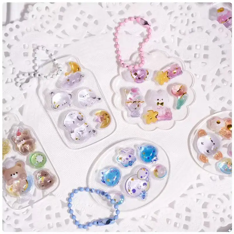 Original Cartoon Water Drop 3D Relief Crystal Stickers Cute Refrigerator Sticker Handbooks Decoration Creativity Reward Toy