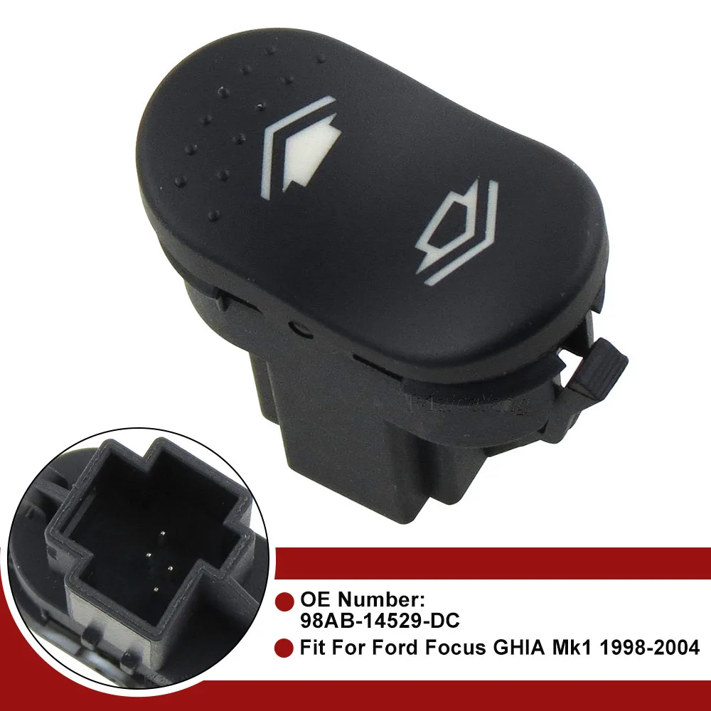 Botão interruptor de janela elétrica 4 pinos para ford focus ghia mk1 1998-2005 transit mk7 2006-2014 98ab14529dc 98ab14529da