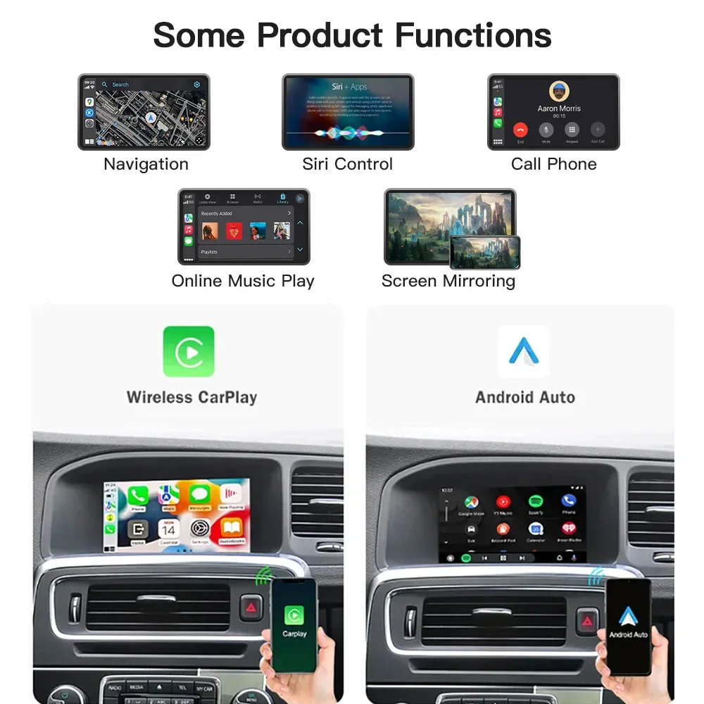 Wireless CarPlay Android Auto decoder box for Volvo xc60 s60l v60 v40 s60 with rear view camera support multimedia navigation